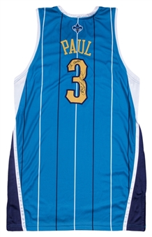 2008-09 Chris Paul Game Used, Signed & Inscribed "To Speedo!" New Orleans Hornets Road Jersey (Beckett) 